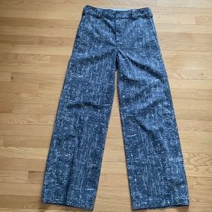 Dickies Women's Stonewashed Wide Leg Work Pants in Rinsed Navy Crosshatch